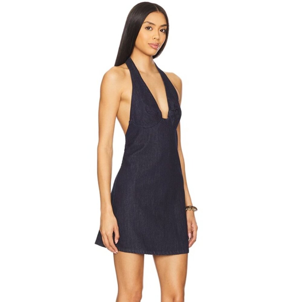 Trevi Denim Halter Minidress